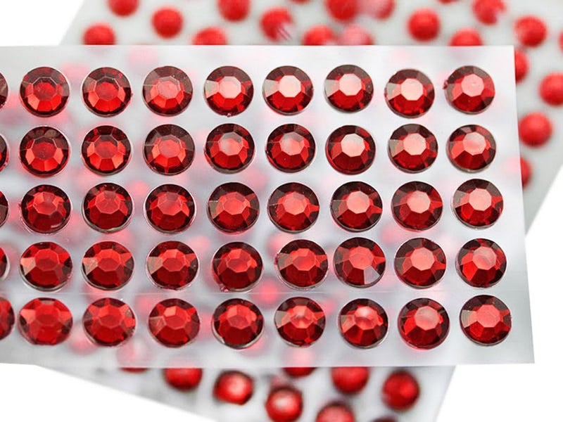 Allstarco 6mm SS30 Red Self Adhesive Acrylic Rhinestones Plastic Face Gems Stick On Body Jewels for DIY Cards and Invitations Crafts Bling Sticker - 5 Sheets - 250PCS - Image 1